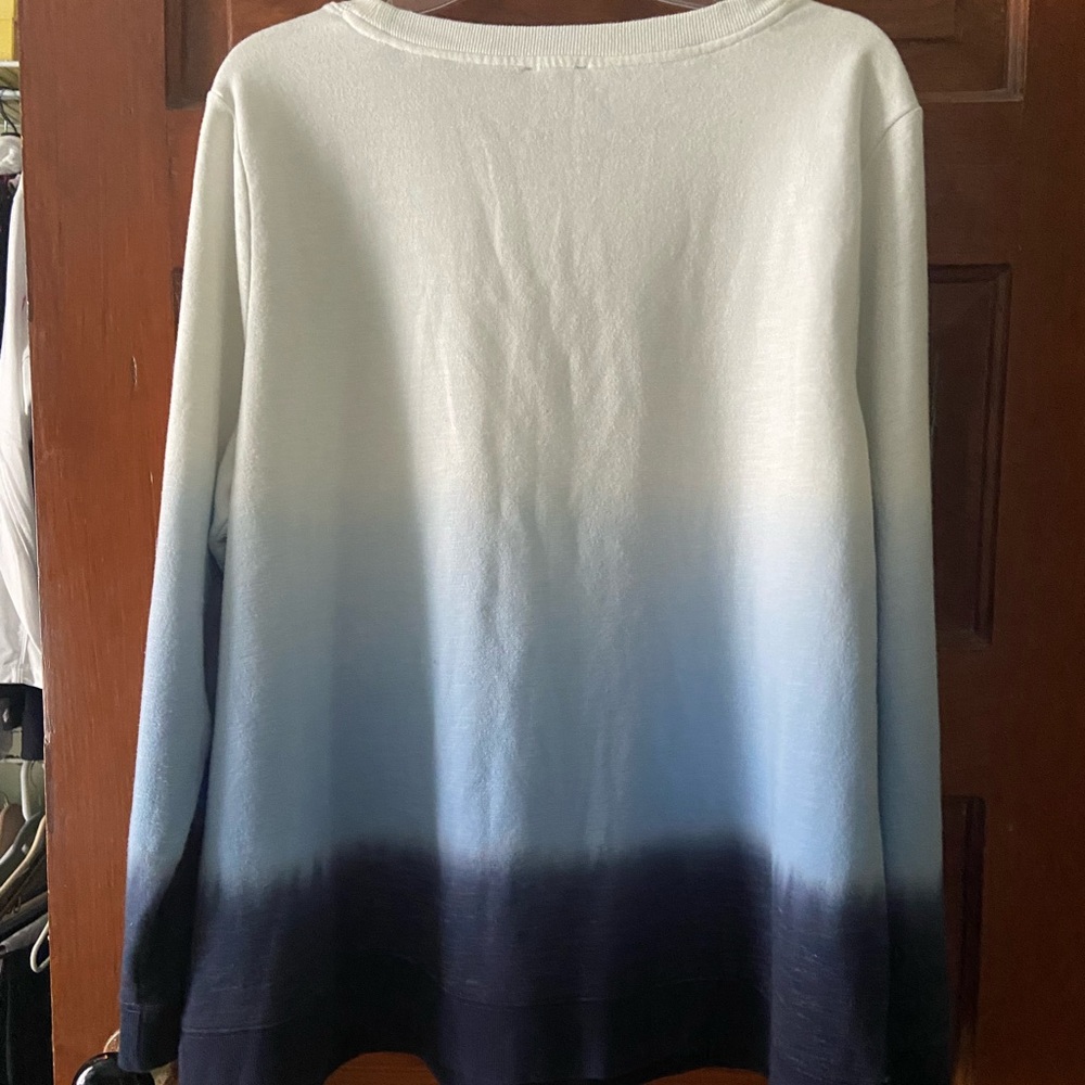 Talbots Plus Lightweight Blues Ombré French Terry Knit Top - 1X - Picture 3 of 3